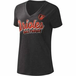 Women's G-III 4Her By Carl Banks Black Baltimore Orioles First Place V-Neck T-Shirt