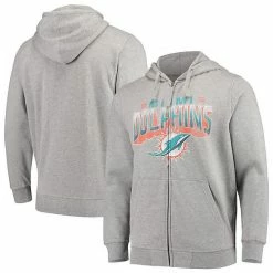 Men's G-III Sports By Carl Banks Gray Miami Dolphins Perfect Season Full-Zip Hoodie