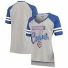 Women's G-III 4Her By Carl Banks Gray/Royal Chicago Cubs Goal Line Raglan V-Neck T-Shirt