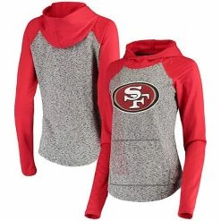 Women's G-III 4Her By Carl Banks Heathered Gray/Scarlet San Francisco 49ers Championship Ring Pullover Hoodie