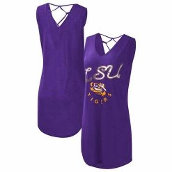 Women's G-III 4Her By Carl Banks Purple LSU Tigers Game Time Burnout Cover-Up V-Neck Dress