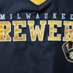 Men's G-III Sports By Carl Banks Navy/Gold Milwaukee Brewers Kickoff Raglan V-Neck Pullover Jacket -G-III Sales Store unnamed file 3090
