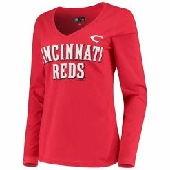 Women's G-III 4Her By Carl Banks Red Cincinnati Reds Post Season Long Sleeve T-Shirt