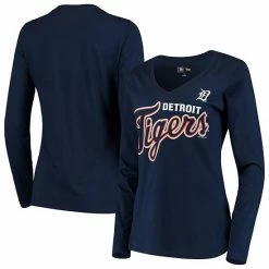 Women's G-III 4Her By Carl Banks Navy Detroit Tigers Post Season Long Sleeve T-Shirt