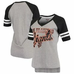 Women's G-III 4Her By Carl Banks Gray/Black San Francisco Giants Goal Line Raglan V-Neck T-Shirt