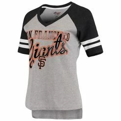Women's G-III 4Her By Carl Banks Gray/Black San Francisco Giants Goal Line Raglan V-Neck T-Shirt -G-III Sales Store unnamed file 3121