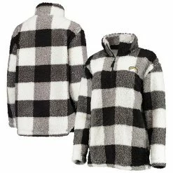 Women's G-III 4Her By Carl Banks Black Los Angeles Chargers Sherpa Plaid Quarter-Zip Jacket
