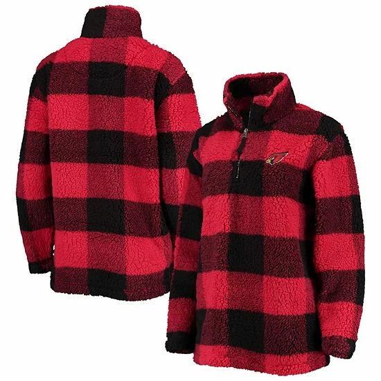 Women's G-III 4Her by Carl Banks Cardinal Arizona Cardinals Sherpa Plaid Quarter-Zip Jacket Women's G-III 4Her By Carl Banks Cardinal Arizona Cardinals Sherpa Plaid Quarter-Zip Jacket -G-III Sales Store unnamed file 3148