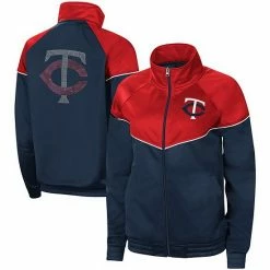 Women's G-III Sports By Carl Banks Navy/Red Minnesota Twins First Base Raglan Full-Zip Track Jacket