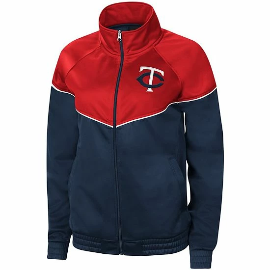 Women's G-III Sports By Carl Banks Navy/Red Minnesota Twins First Base Raglan Full-Zip Track Jacket - Image 3