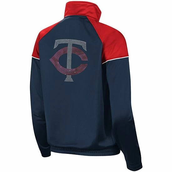 Women's G-III Sports By Carl Banks Navy/Red Minnesota Twins First Base Raglan Full-Zip Track Jacket - Image 4