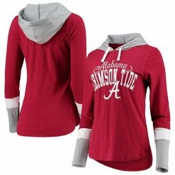 Women's G-III 4Her By Carl Banks Crimson/Gray Alabama Crimson Tide Passing Play Long Sleeve Hoodie T-Shirt
