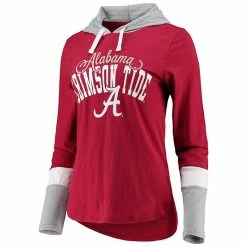 Women's G-III 4Her By Carl Banks Crimson/Gray Alabama Crimson Tide Passing Play Long Sleeve Hoodie T-Shirt -G-III Sales Store unnamed file 3188