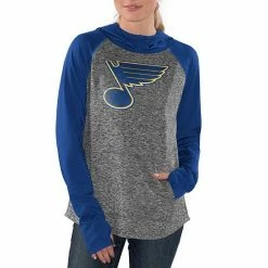 Women's G-III 4Her By Carl Banks Heathered Heather Gray/Royal Championship Ring Raglan Pullover Hoodie