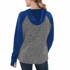 Women's G-III 4Her By Carl Banks Heathered Heather Gray/Royal Championship Ring Raglan Pullover Hoodie -G-III Sales Store unnamed file 322
