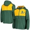 Men's G-III Sports By Carl Banks Green/Gold Oakland Athletics Lineman Half-Zip Hoodie Jacket