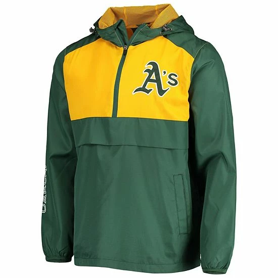 Men's G-III Sports by Carl Banks Green/Gold Oakland Athletics Lineman Half-Zip Hoodie Jacket Men's G-III Sports By Carl Banks Green/Gold Oakland Athletics Lineman Half-Zip Hoodie Jacket -G-III Sales Store unnamed file 3227