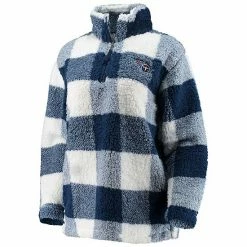 Women's G-III 4Her By Carl Banks Navy Tennessee Titans Sherpa Plaid Quarter-Zip Jacket -G-III Sales Store unnamed file 3236