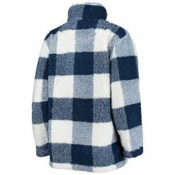 Women's G-III 4Her By Carl Banks Navy Tennessee Titans Sherpa Plaid Quarter-Zip Jacket -G-III Sales Store unnamed file 3237
