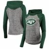 Women's G-III 4Her By Carl Banks Heathered Gray/Green New York Jets Championship Ring Raglan Pullover Hoodie