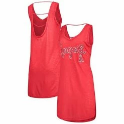 Women's G-III 4Her By Carl Banks Heathered Red Los Angeles Angels Swim Cover-Up Dress