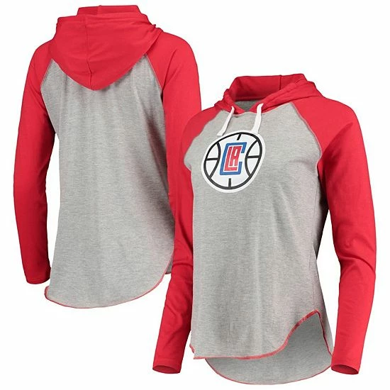 Women's G-III 4Her by Carl Banks Heathered Gray/Red LA Clippers Circus Catch Fashion Raglan Hoodie Long Sleeve T-Shirt Women's G-III 4Her By Carl Banks Heathered Gray/Red LA Clippers Circus Catch Fashion Raglan Hoodie Long Sleeve T-Shirt -G-III Sales Store unnamed file 3290