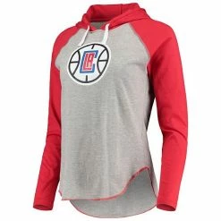 Women's G-III 4Her By Carl Banks Heathered Gray/Red LA Clippers Circus Catch Fashion Raglan Hoodie Long Sleeve T-Shirt 2 Women's G-III 4Her By Carl Banks Heathered Gray/Red LA Clippers Circus Catch Fashion Raglan Hoodie Long Sleeve T-Shirt -G-III Sales Store unnamed file 3292