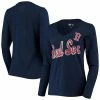 Women's G-III 4Her By Carl Banks Navy Boston Red Sox Perfect Game Long Sleeve V-Neck T-Shirt