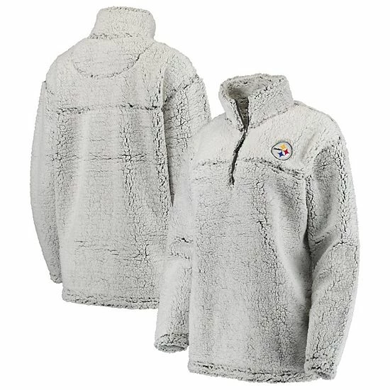 G-III Women's Gray Pittsburgh Steelers Sherpa Quarter-Zip Pullover Jacket 2 G-III Women's Gray Pittsburgh Steelers Sherpa Quarter-Zip Pullover Jacket - Image 2