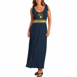 Women's G-III 4Her By Carl Banks Navy Milwaukee Brewers Game Over Maxi Dress
