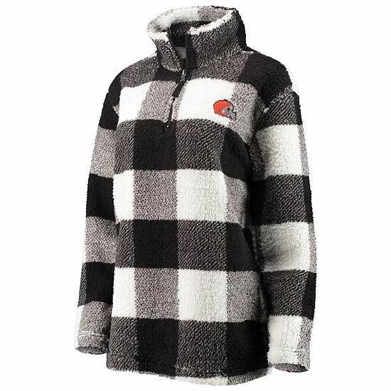 Women's G-III 4Her by Carl Banks Black Cleveland Browns Sherpa Plaid Quarter-Zip Jacket Women's G-III 4Her By Carl Banks Black Cleveland Browns Sherpa Plaid Quarter-Zip Jacket -G-III Sales Store unnamed file 3327