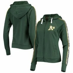 Women's G-III 4Her By Carl Banks Green Oakland Athletics Game Changer Raglan Full-Zip Hoodie