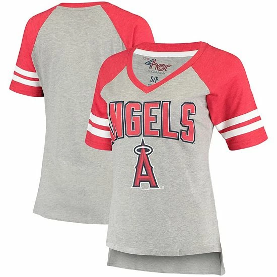 Women's G-III 4Her by Carl Banks Heathered Gray/Red Los Angeles Angels Goal Line Raglan V-Neck T-Shirt Women's G-III 4Her By Carl Banks Heathered Gray/Red Los Angeles Angels Goal Line Raglan V-Neck T-Shirt -G-III Sales Store unnamed file 3347