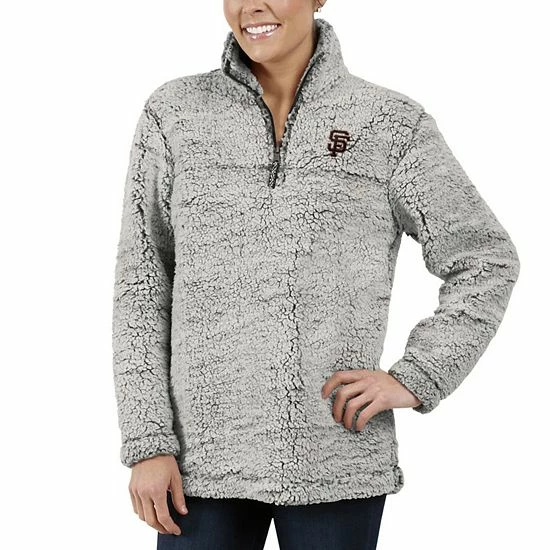 Women's G-III 4Her by Carl Banks Gray San Francisco Giants Sherpa Quarter-Zip Pullover Jacket Women's G-III 4Her By Carl Banks Gray San Francisco Giants Sherpa Quarter-Zip Pullover Jacket -G-III Sales Store unnamed file 3353