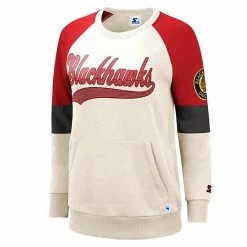 Women's G-III Sports By Carl Banks White/Red Chicago Blackhawks Vintage Playmaker Raglan Pullover Sweatshirt