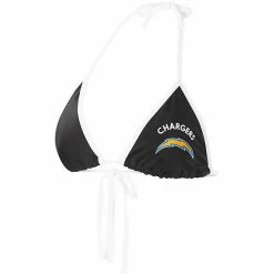 Women's G-III 4Her By Carl Banks Black Los Angeles Chargers Perfect Match Bikini Top