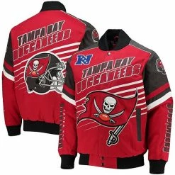 Men's G-III Sports By Carl Banks Red/Pewter Tampa Bay Buccaneers Extreme Strike Cotton Twill Full-Snap Jacket
