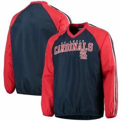 Men's G-III Sports By Carl Banks Navy/Red St. Louis Cardinals Kickoff Raglan V-Neck Pullover Jacket