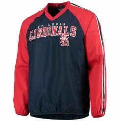Men's G-III Sports By Carl Banks Navy/Red St. Louis Cardinals Kickoff Raglan V-Neck Pullover Jacket -G-III Sales Store unnamed file 3392