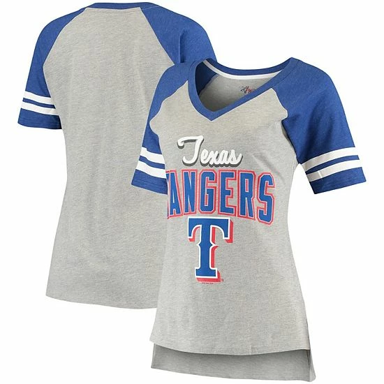 Women's G-III 4Her by Carl Banks Heathered Gray/Royal Texas Rangers Goal Line Raglan V-Neck T-Shirt Women's G-III 4Her By Carl Banks Heathered Gray/Royal Texas Rangers Goal Line Raglan V-Neck T-Shirt -G-III Sales Store unnamed file 3400