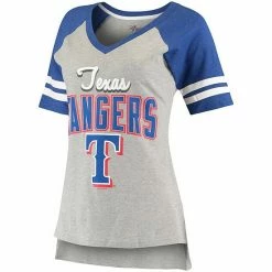 Women's G-III 4Her By Carl Banks Heathered Gray/Royal Texas Rangers Goal Line Raglan V-Neck T-Shirt 2 Women's G-III 4Her By Carl Banks Heathered Gray/Royal Texas Rangers Goal Line Raglan V-Neck T-Shirt -G-III Sales Store unnamed file 3401