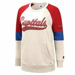 Women's G-III Sports By Carl Banks White/Red Washington Capitals Vintage Playmaker Raglan Pullover Sweatshirt