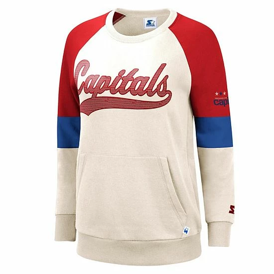 Women's G-III Sports By Carl Banks White/Red Washington Capitals Vintage Playmaker Raglan Pullover Sweatshirt 1 Women's G-III Sports By Carl Banks White/Red Washington Capitals Vintage Playmaker Raglan Pullover Sweatshirt
