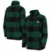Women's G-III 4Her By Carl Banks Green Green Bay Packers Sherpa Plaid Quarter-Zip Jacket