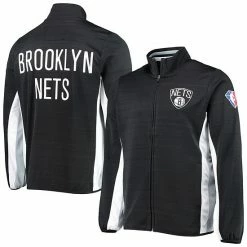 Men's G-III Sports By Carl Banks Black Brooklyn Nets 75th Anniversary Power Forward Space-Dye Full-Zip Track Jacket