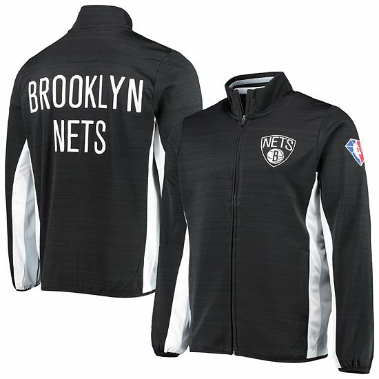 Men's G-III Sports By Carl Banks Black Brooklyn Nets 75th Anniversary Power Forward Space-Dye Full-Zip Track Jacket 1 Men's G-III Sports By Carl Banks Black Brooklyn Nets 75th Anniversary Power Forward Space-Dye Full-Zip Track Jacket