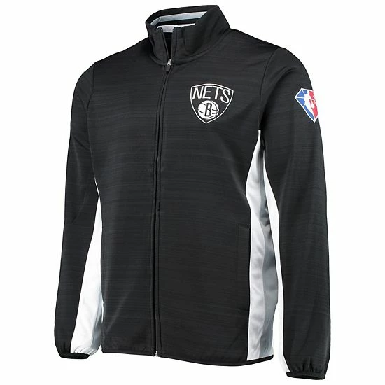 Men's G-III Sports By Carl Banks Black Brooklyn Nets 75th Anniversary Power Forward Space-Dye Full-Zip Track Jacket 3 Men's G-III Sports By Carl Banks Black Brooklyn Nets 75th Anniversary Power Forward Space-Dye Full-Zip Track Jacket - Image 3