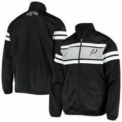 Men's G-III Sports By Carl Banks Black/Gray San Antonio Spurs Power Pitcher Full-Zip Track Jacket