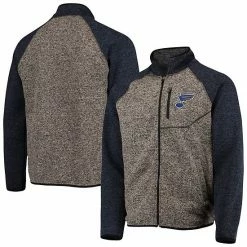 Men's G-III Sports By Carl Banks Charcoal/Navy St. Louis Blues Switchback Transitional Raglan Full-Zip Jacket
