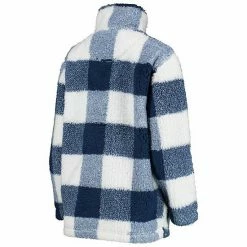Women's G-III 4Her By Carl Banks Navy Chicago Bears Sherpa Plaid Quarter-Zip Jacket -G-III Sales Store unnamed file 3532